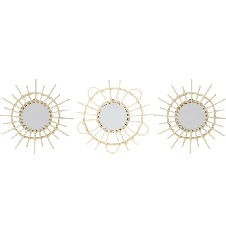 Lot de 3 miroirs rotin d28