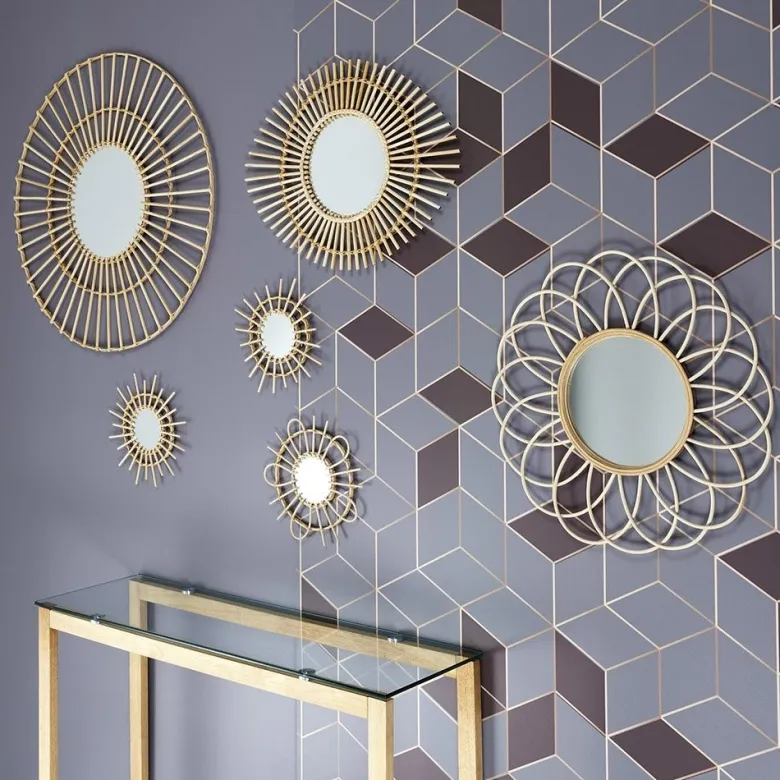 Lot de 3 miroirs rotin d28