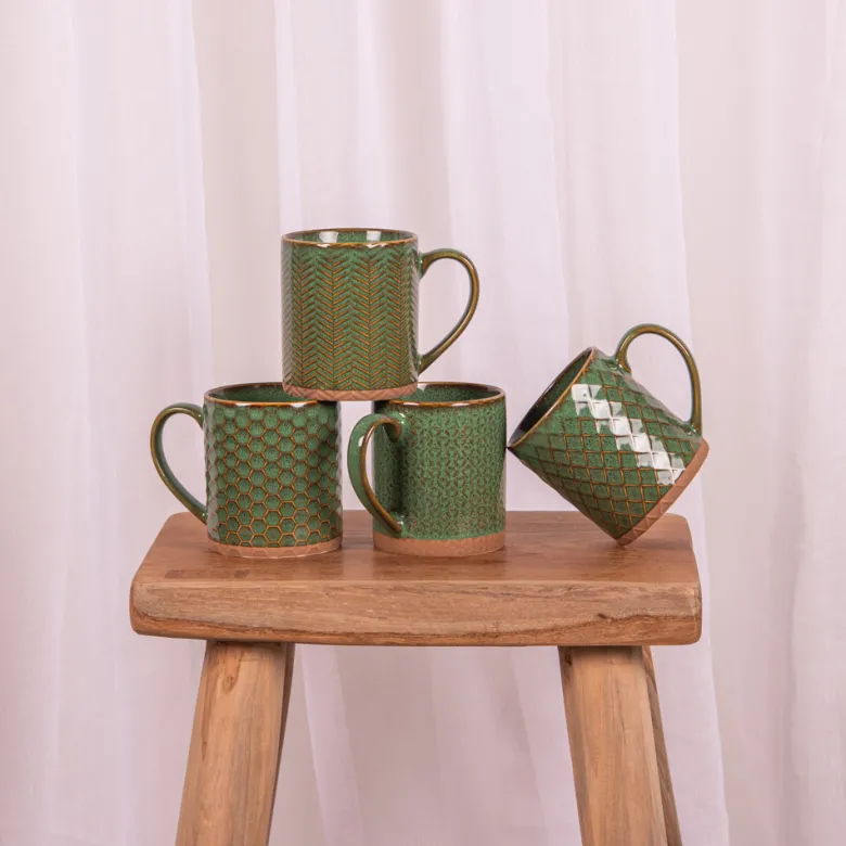Lot de 4 mugs jaspe verts 35 cl Vert foncé