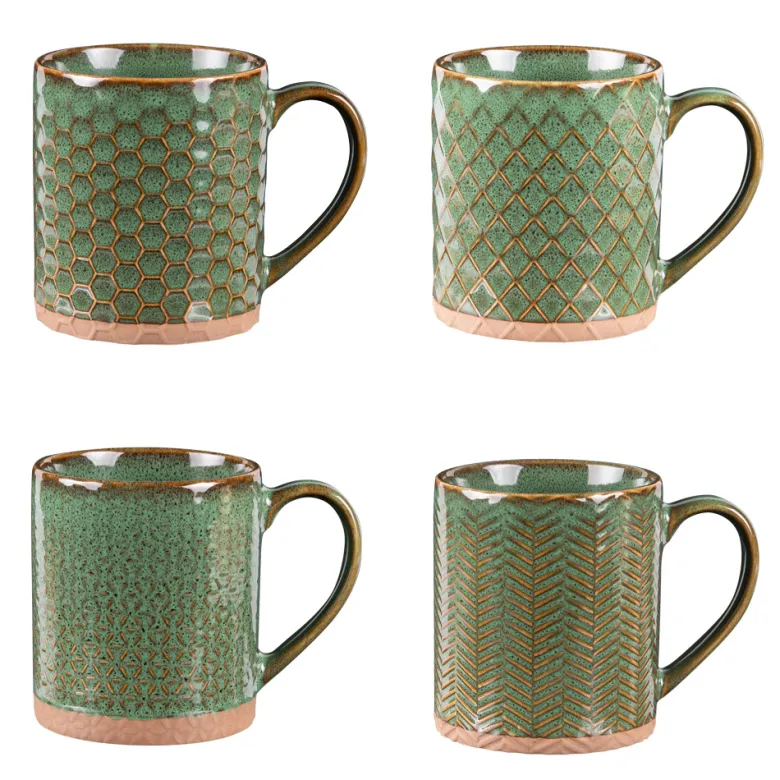 Lot de 4 mugs jaspe verts 35 cl Vert foncé