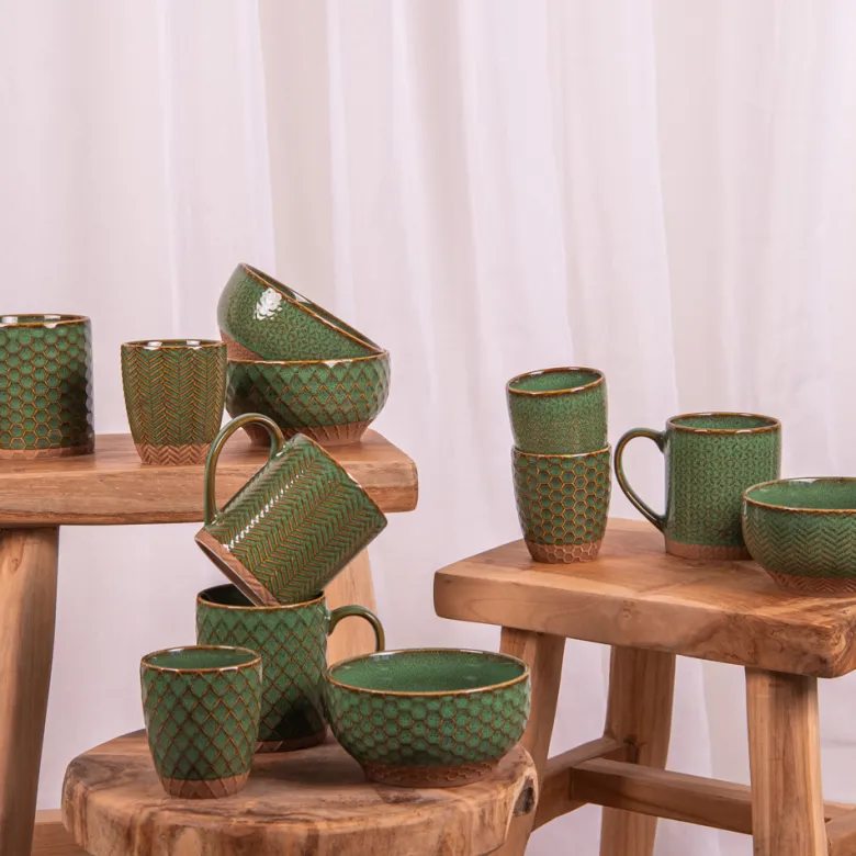 Lot de 4 mugs jaspe verts 35 cl Vert foncé