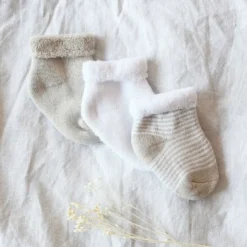 Lot de 3 paires de chaussettes bébé ecru