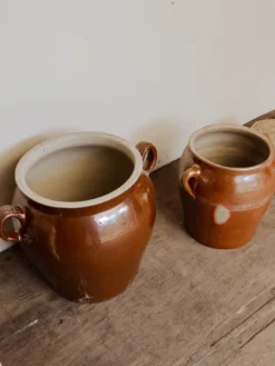 Lot de 2 pots en céramique marron n°1017