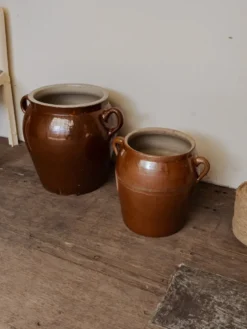 Lot de 2 pots en céramique marron n°1017