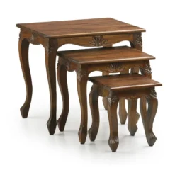 Lot de 3 sellettes bois marron -