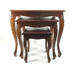 Lot de 3 sellettes bois marron -