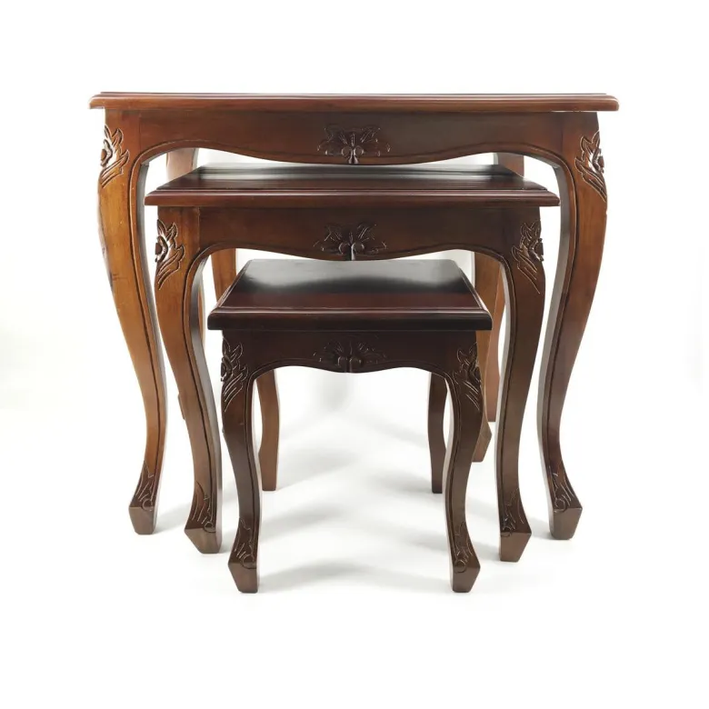 Lot de 3 sellettes bois marron -