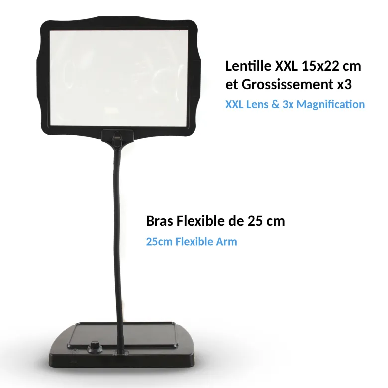Loupe lumineuse sur pied lentille reversible 3x 48 led rechargeable