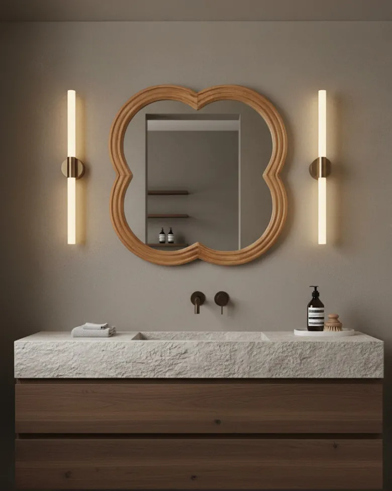 Lucky - miroir mural en bois massif de manguier 60x60 cm