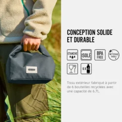 Lunch bag isotherme- gris-6,7l-étanche-eco-responsable