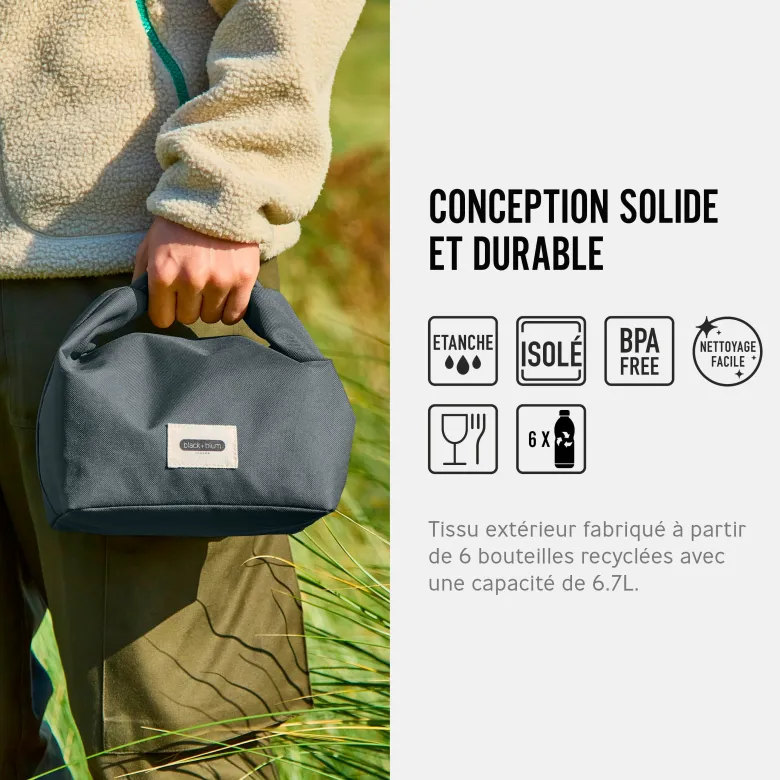 Lunch bag isotherme- gris-6,7l-étanche-eco-responsable
