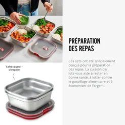 Lunch box multifonction carré petit - 1100ml 110