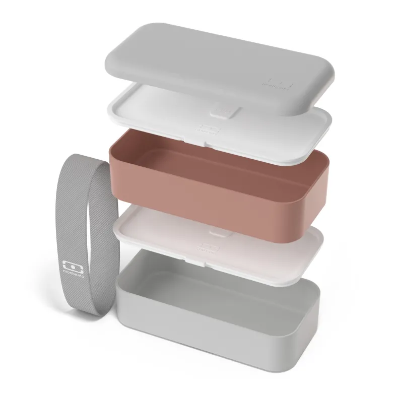 Lunch box rectangle 2x500ml rose gris