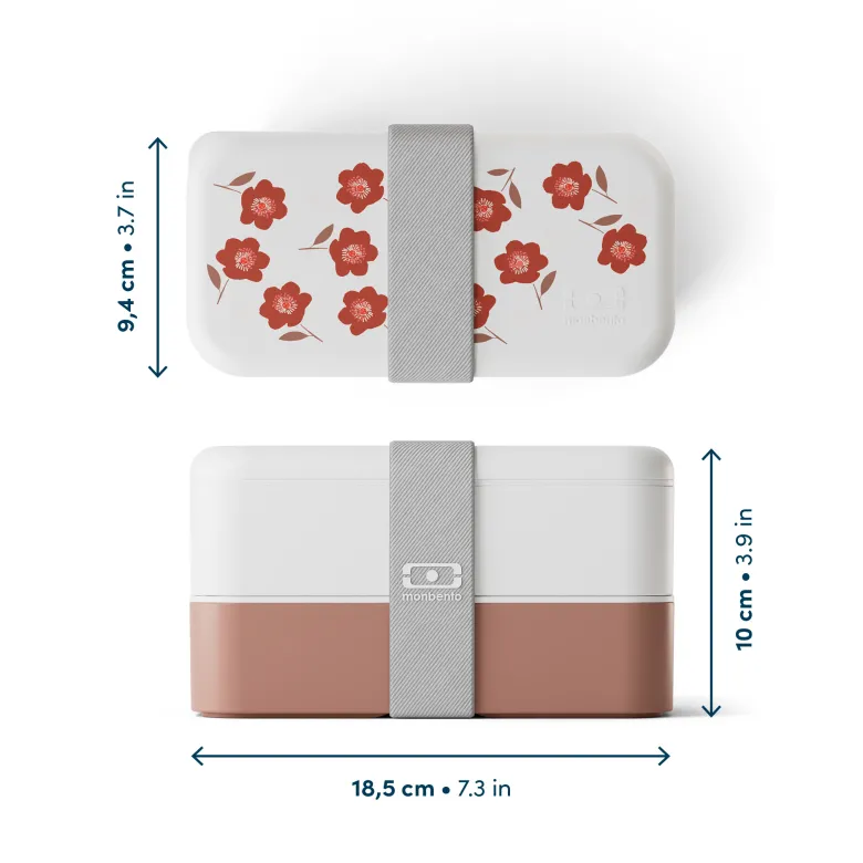 Lunch box rectangle 2x500ml rose poppy