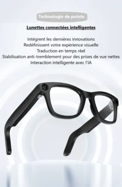Lunettes connectées ai avec caméra 8mp & audio bluetooth