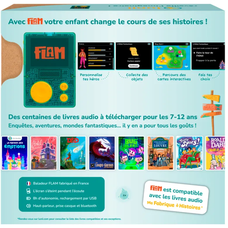 Lunii FLAM baladeur interactif avec coque de protection nomade et cordon