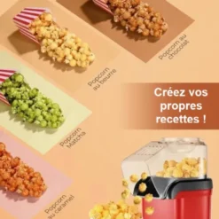 Machine à pop-corn rouge compacte 1100w