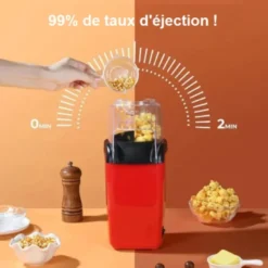 Machine à pop-corn rouge compacte 1100w