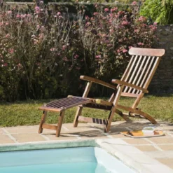 Maeva - chaise longue de jardin en bois teck huilé