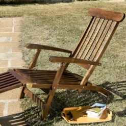 Maeva - chaise longue de jardin en bois teck huilé