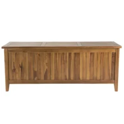 Maeva - coffre de jardin piscine en bois teck huilé 165x55cm