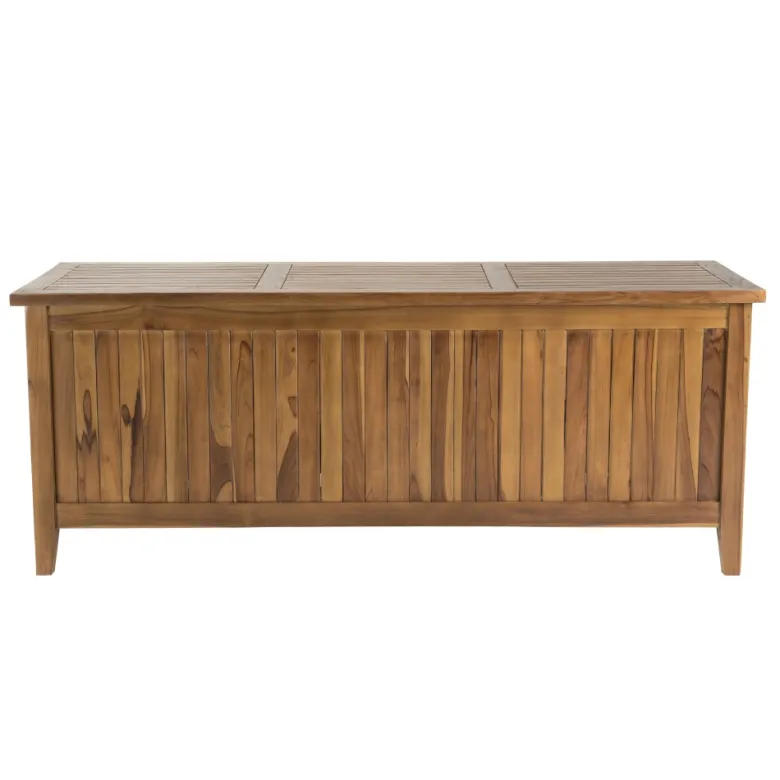 Maeva - coffre de jardin piscine en bois teck huilé 165x55cm