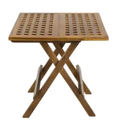 Maeva - table pique nique de jardin carrée 50x50cm bois teck huilé