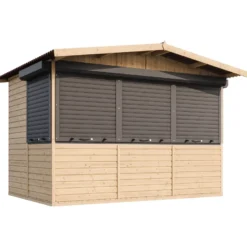 Maison de jardin en bois, étal de marché en bois 263 x 336 cm 6 m² - beige