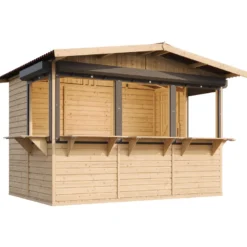 Maison de jardin en bois, étal de marché en bois 263 x 336 cm 6 m² - beige