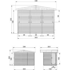 Maison de jardin en bois, étal de marché en bois h232x336x263 cm 6m2 - beige