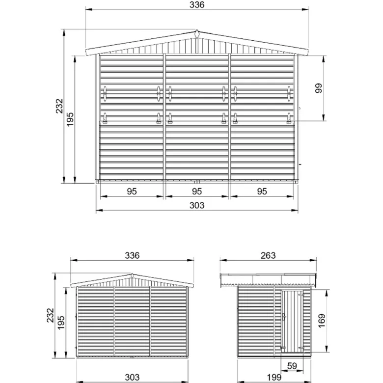 Maison de jardin en bois, étal de marché en bois h232x336x263 cm 6m2 - beige