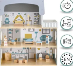 Maison de poupée bois avec accessoires
