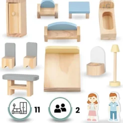 Maison de poupée bois avec accessoires