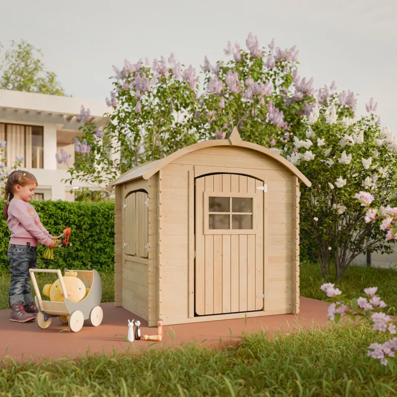 Maison en bois pour enfants avec plancher 112x146xh145cm 1.1m2