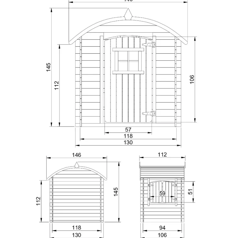Maison en bois pour enfants avec plancher 112x146xh145cm 1.1m2