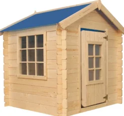 Maison en bois pour enfants -toit bleu- 0.9 m2