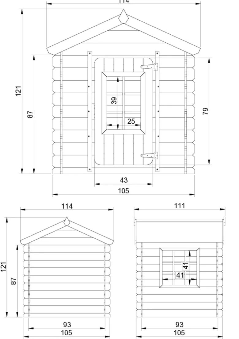 Maison en bois pour enfants -toit bleu- 0.9 m2
