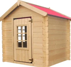Maison en bois pour enfants -toit rouge- 0.9 m2