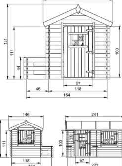 Maison en bois pour enfants - 146x241xh151cm-2.63m2