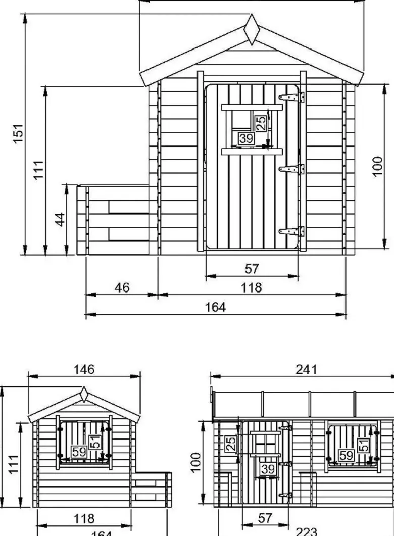 Maison en bois pour enfants - 146x241xh151cm-2.63m2