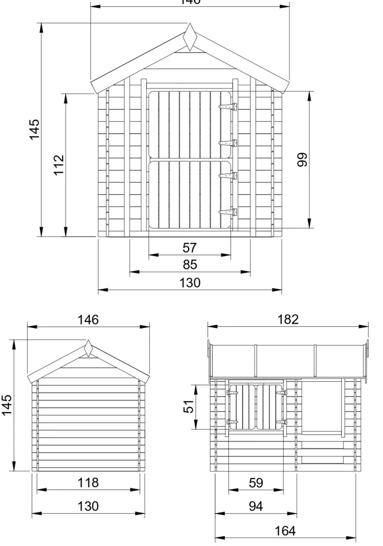Maison en bois pour enfants - 182x146xh145cm-1.1m2