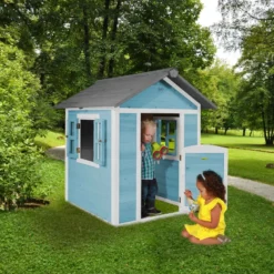 Maisonnette en bois bleue sunny lodge