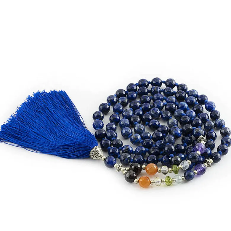 Mala yoga méditation lapislazuli facetté