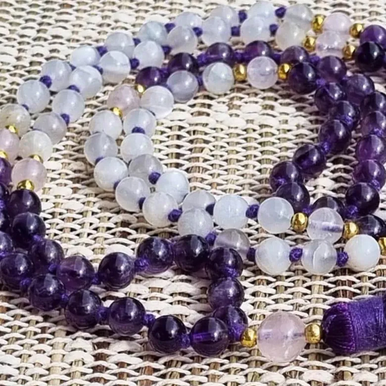 Mala yoga méditation lune-améthyste
