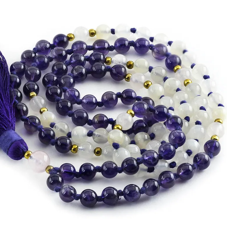 Mala yoga méditation lune-améthyste