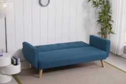 Malmo canapé scandinave convertible 3 places en tissu bleu canard