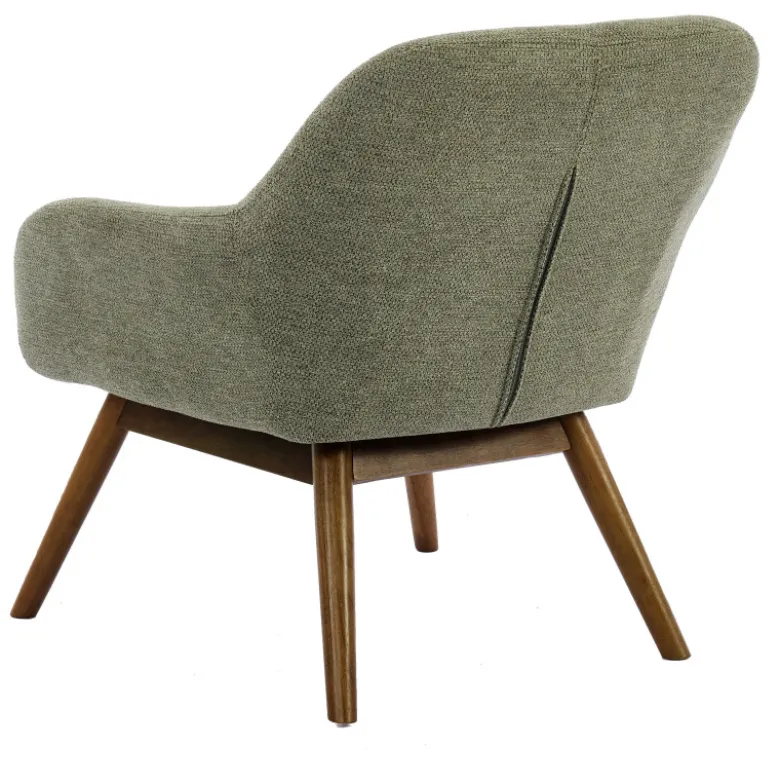 Malmo-fauteuil en bois patiné noyer et tissu trendy sauge