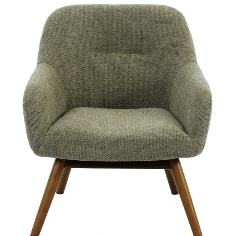 Malmo-fauteuil en bois patiné noyer et tissu trendy sauge