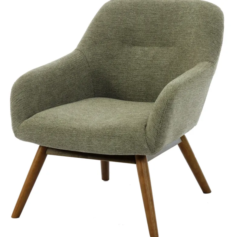 Malmo-fauteuil en bois patiné noyer et tissu trendy sauge