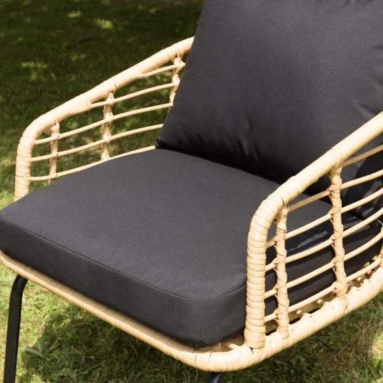 Malo - ensemble de 2 fauteuils rotin synthétique et table basse ronde